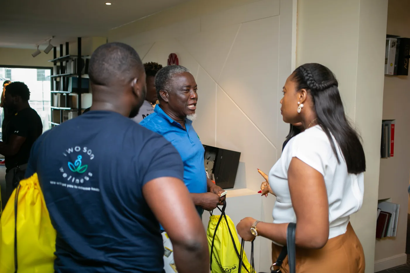 Guests speaking at the Technogym Checkup launch in Lagos